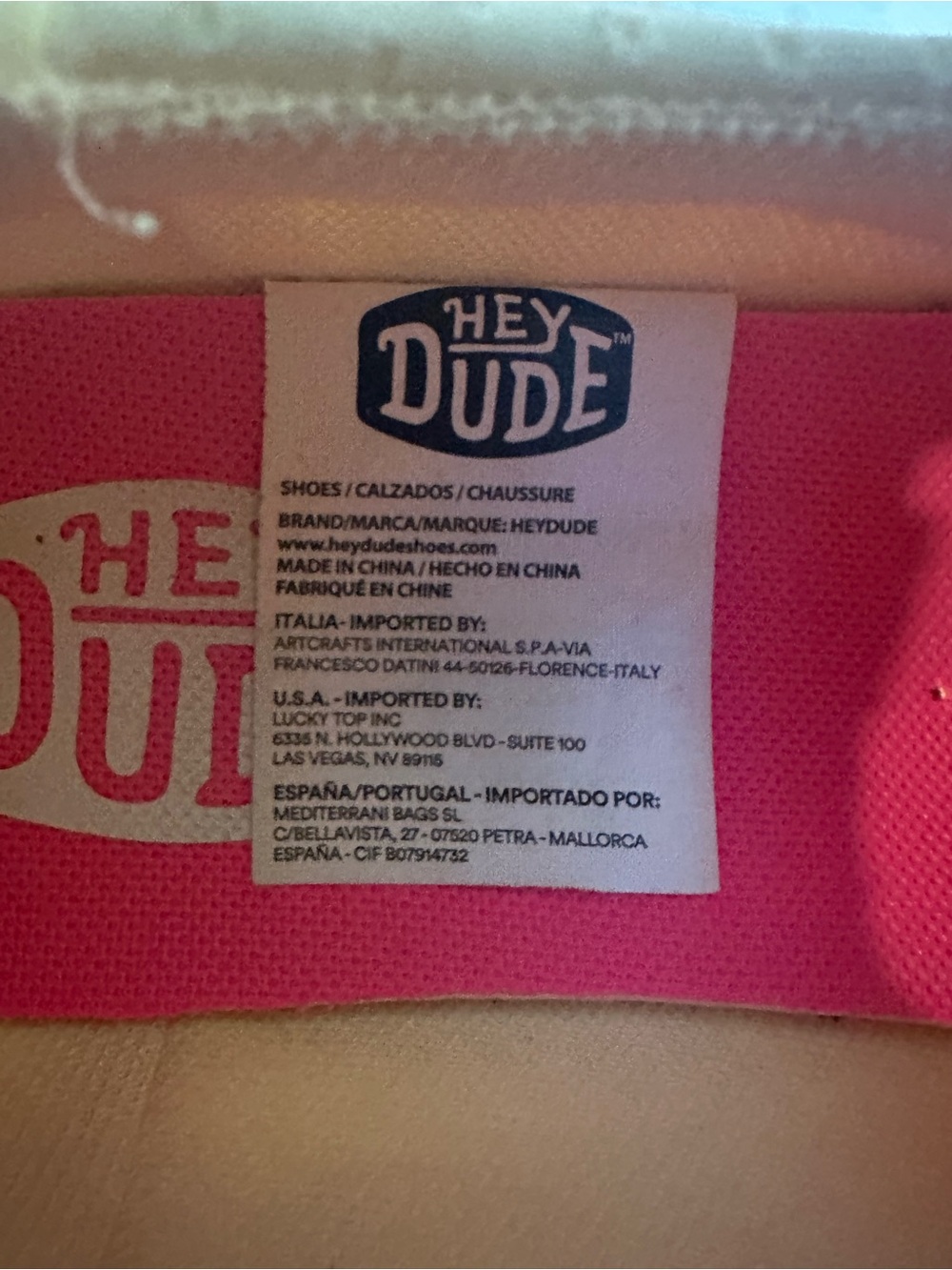 Hey Dude Women’s cream Sneakers with Coral Pink Insoles - Picture 5 of 7
